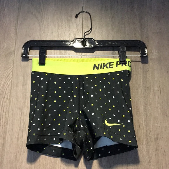Nike Pants - Nike Pro Black/Neon Yellow Women’s Spandex Shorts